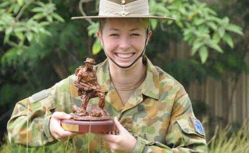 ARMY Reservist and ex-Gympie girl Krystelle Watts was awarded the Most Outstanding Soldier Award while on training at Kapooka in New South Wales. ARMY Reservist and ex-Gympie girl Krystelle Watts was awarded the Most Outstanding Soldier Award while on training at Kapooka in New South Wales.